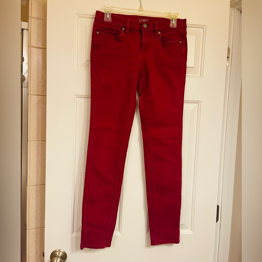 Ann Taylor Loft Pants Women's Size 0 Modern Skinny red Stretch